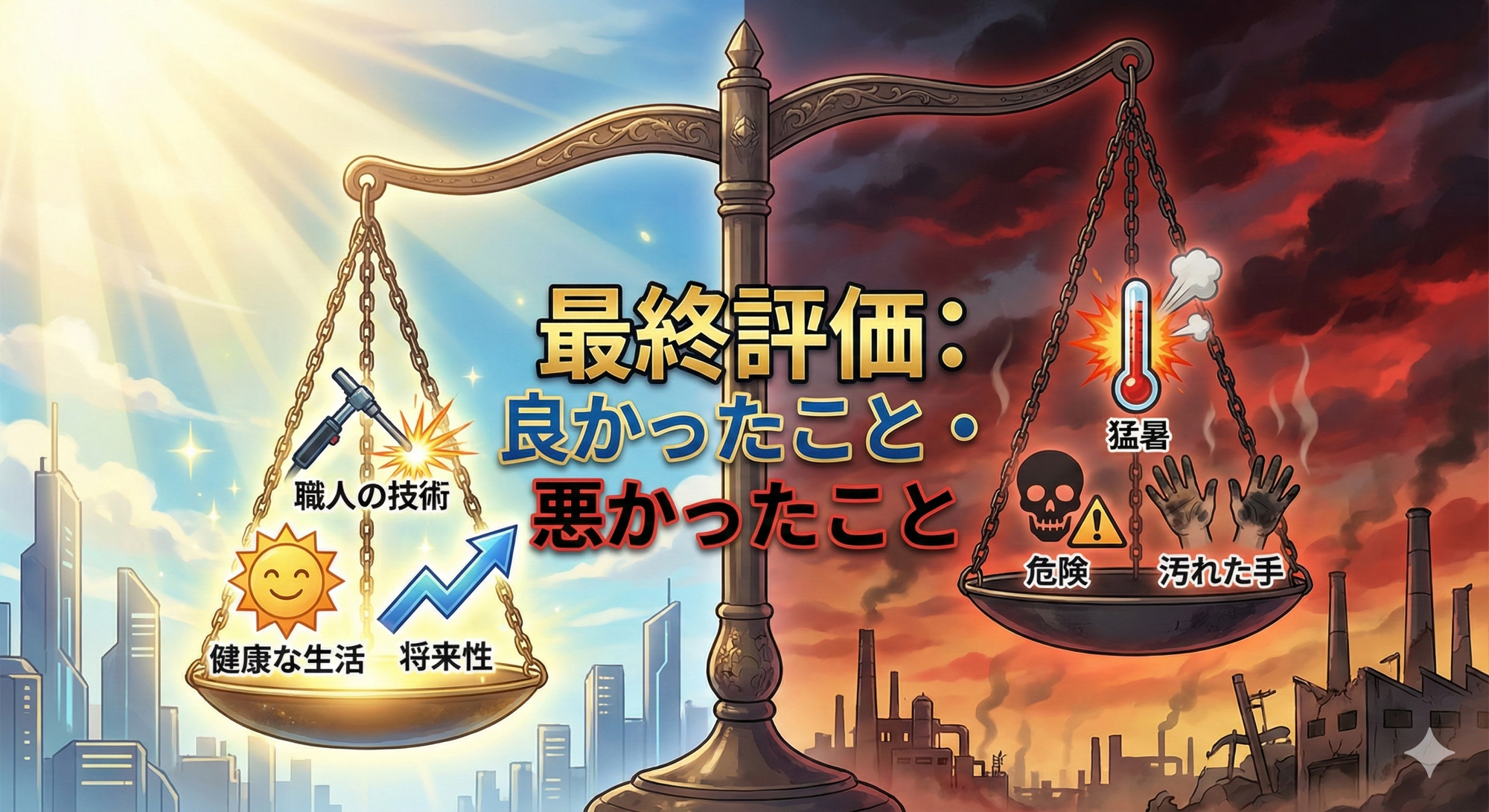 【結論】NC旋盤9年を辞めて鉄骨鍛冶になった私の「最終評価」。良かったこと・悪かったこと全て話します