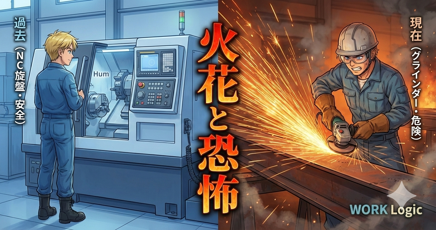 【新人の壁】溶接工の仕事は「9割がグラインダー」？NC旋盤出身の私がビビった、火花飛び散る「削り」の恐怖と重要性